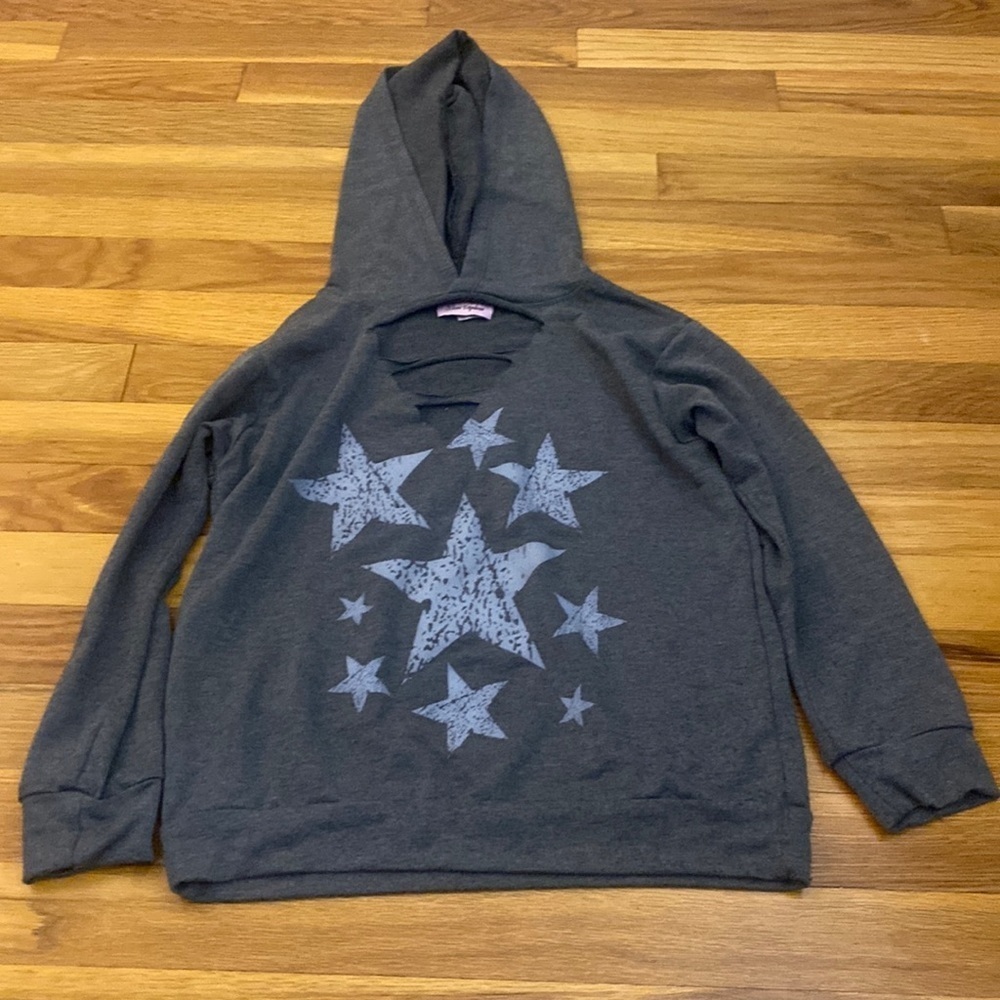 Miss Popular Girl’s Gray Hoodie With Stars Size 10/12